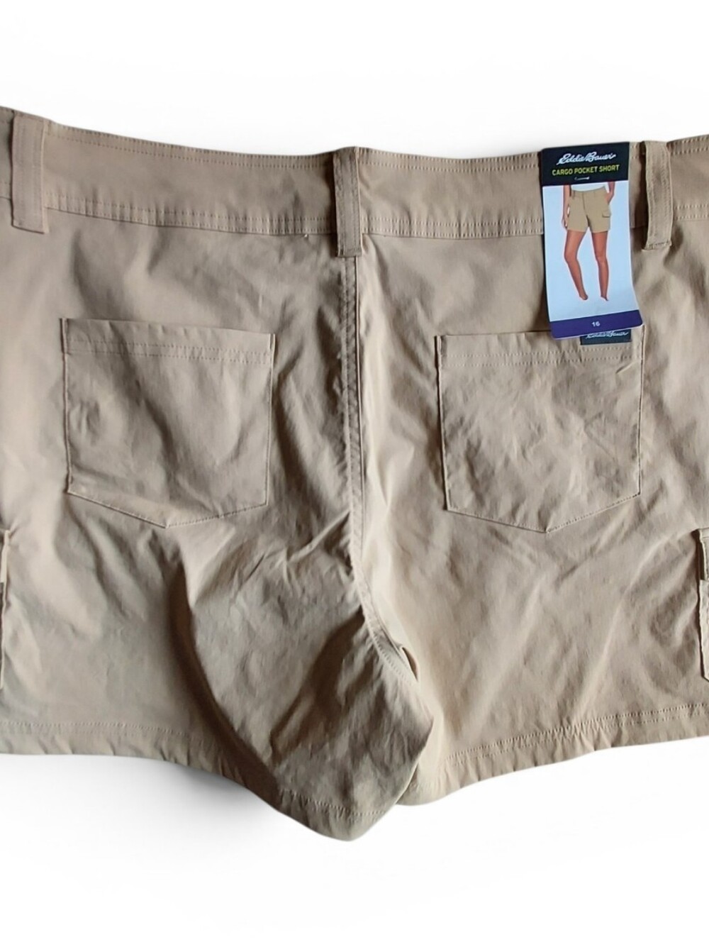 Eddie Bauer Khaki Cargo Shorts with Button-Flap Pockets - Picture 2 of 7